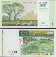 MADAGASCAR - 2000 Ariary 2007 P# 93 Africa Banknote - Edelweiss Coins - Madagascar