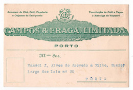 Bilhete Postal Campos & Fraga, Lda. * Porto - Rua Mousinho Da Silveira * Armazém De Chá, Café E Papelaria * 1929 - Postwaardestukken