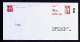 PAP Postréponse Prio Neuf Marianne L'engagée Apprentis D'Auteuil (verso 318661) (voir Scan) - PAP: Antwort