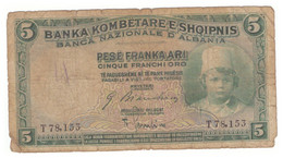 5 (Pese) Franka Ari - (Cinque Franchi Oro) - Albanië