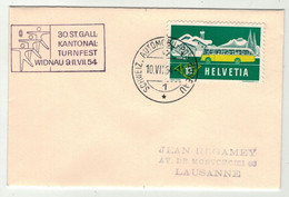 Suisse // Bureau De Poste Automobile, Widnau, Kantonal Turnfest 1954 (A671) - Postmark Collection