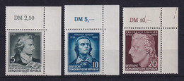 DDR 1955 Friedrich Schiller Mi.-Nr. 464-466 A Eckrandstücke OR Postfrisch ** - Unclassified