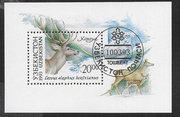 UZBEKISTAN - 1993 - FAUNA - CERVO -  FOGLIETTO USATO (YVERT BF 1 - MICHEL 1) - Oezbekistan