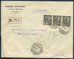 TUNISIE - N° 132 (3) / LR DE TUNIS LE 20/6/1927 POUR MARSEILLE  - TB - Lettres & Documents