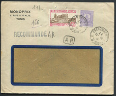 TUNISIE - N° 125 + 141 / LR AVEC AR DE TUNIS LE 20/11/1937 POUR LA HAUTE MARNE  - TB - Lettres & Documents