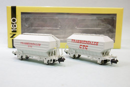 N160 - 2 Wagons CEREALIERS Transcéréales CTC SNCF ép. IV Réf. NC24003 BO N 1/160 - Güterwaggons