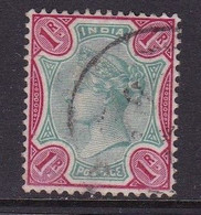 India Victoria 1892 One Roupee Green And Red Good Used - Andere & Zonder Classificatie