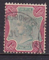 India Victoria 1892 One Roupee Green And Red Good Used - Other & Unclassified