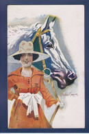 CPA Femme Avec Cheval Horse Illustrateur Femme Women Non Circulé - Pferde