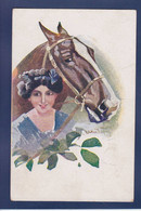 CPA Femme Avec Cheval Horse Illustrateur Femme Women Non Circulé - Horses