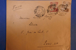 428 INDO  CHINA LETTRE 1922 CHINE POUR PARIS 6EME QUAI CONTI + CACHETS INTERESSANTS - Storia Postale