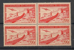 FEZZAN - 1951 - Poste Aérienne PA N°Yv. 7 - Sebha 200f Rouge - Bloc De 4 - Neuf Luxe ** / MNH / Postfrisch - Unused Stamps