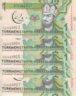 TURKMENISTAN 1 MANAT 2017 P 36 Commemorative ASIAN GAMES LOT X5 UNC NOTES - Turkmenistan
