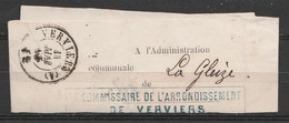 Bande Imprimés De (griffe) [COMMISSAIRE DE L'ARRONDISSEMENT/DE VERVIERS] Càd VERVIERS /11 MAI 1865 Pour LA GLEIZE (au Do - 1865-1866 Profil Gauche