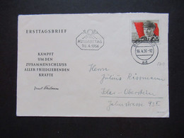 DDR 1956 FDC 70.Geburtstag Ernst Thälmann Nr.520 A EF Tagesstempel Berlin Nach Idar Oberstein Gesendet - Cartas & Documentos