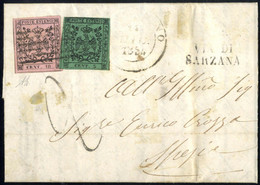 Cover 1853-56, Lotto Composto Di Cinque Lettere, Una Ricevuta Di Ritorno Ed Un Giornale (questi Affrancato Con 9 C. Viol - Modena
