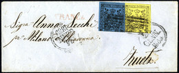 Cover 1852, Lettera Da Modena 24.1.1859 Per Zuotz In Svizzera Affrancatata Per 55 Cent. Con 15 Cent. Giallo, Prima Emiss - Modena