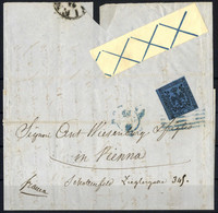 Cover 1852, Lettera Affrancata Con 40 Cent. E Striscia Di Tre Delle Croci Di S.Andrea Del Lombardo Veneto, Curiosità, Sa - Modena