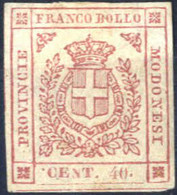 * 1852, "Governo Provvisorio", 40 C. Rosa Carminio Con Punto In Alto Prima Della C, Nuovolinguellato, Firmata E Diena, S - Modena