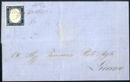 Piece "Avenza", Manoscritto E Data A Penna, Lettera Del 23.3.1861 Per Livorno Affrancata Con 20 C. Cobalto Oltremare Scu - Modène