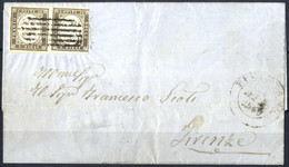 Cover "Fivizzano" 6 Sbarre (Punti R2) Il 24.4.1860 Per Firenze Affrancata Con Coppia 10 C. Grigio Brunastro IV Di Sardeg - Modena