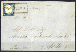 Cover "Pavullo", Cartella Su Lettera Del 6.11.1861 Per Aulla Affrancata Con 20 C. IV Di Sardegna, Punti 7, Firmata AD E  - Modena