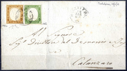 Cover 1863, Lettera Da Monteleone Il 18.2 Per Catanzaro Affrancata Con IV Di Sardegna 5 C. Verde Chiaro Smorto E 10 C. A - Napoli