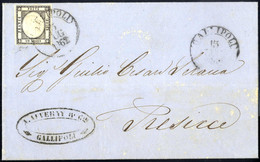 Cover 1861, Province Napoletane, 1 Gr. Nero Isolato Su Lettera Da Gallipoli 15.7.1862 Per Presicce, Firmata Chiavarello  - Naples