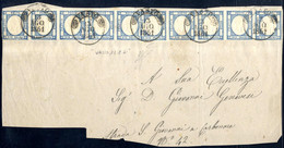 Piece 1861, Ampio Frammento Di Lettera Del 13.8.1861 Da Vasto (probabilmente A Napoli) Affrancato Con Due Strisce Orizzo - Naples