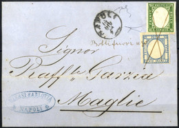 Piece 1864, Frontespizio Di Lettera Del 15.6.1864 Da Napoli A Maglie, Con Affrancatura Mista Province Napoletane 2 Grana - Naples