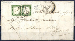 Cover "Avellino", Doppio Cerchio Grande (Punti 11), Lettera Del 22.10.1862 Per Miscolo Affrancata Con IV Di Sardegna Due - Napoli