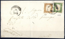 Cover "Maddaloni", Cerchio (Punti 7), Lettera Del 19.9.1863 Per Caserta Affrancata Con IV Di Sardegna 5 C. Verde Chiaro  - Napoli