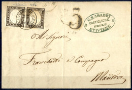 Cover 1860, Lettera Da Castiglione Delle Stiviere Il 21.8 Per Mantova Affrancata Con Coppia 10 C. Bruno Nerastro IV Di S - Sardinia