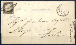 Cover 1861, Lettera Da Besena Il 26.2 Per Forlì Affrancata Con 10 C. Bruno Olivastro Scuro IV Di Sardegna, Firmata AD, C - Sardegna