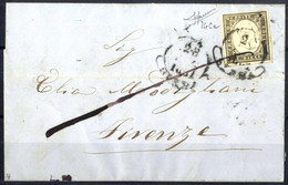 Cover 1861, Lettera Da Siena (Punti 4) Il 28.7 Per Firenze Affrancata Con 10 C. Grigio Olivastro Scuro IV Di Sardegna, F - Sardinia