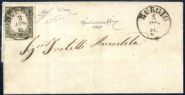 Cover 1861, Lettera Da Burgio Il 2.8 Per Palermo Affrancata Con 10 C. Oliva Grigio Verdastro IV Di Sardegna, Firmata Bol - Sardegna