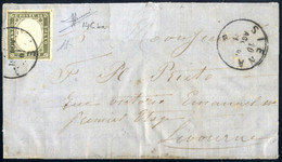 Cover 1861, Lettera Da Siena Il 10.8 Per Livorno Affrancata Con 10 C. Oliva Grigio Verdastro Carico IV Di Sardegna, Firm - Sardinia