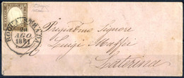 Cover 1861, Lettera Da Roccastrada (Punti 5) Il 28.8 Per Laterina Affrancata Con 10 C. Bruno Cioccolato Chiaro IV Di Sar - Sardegna