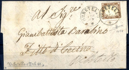 Cover 1862, Lettera Da Orbetello Il 1.2 Per Fitto Di Cecina Affrancata Con 10 C. Bruno Ciocolatto Chiaro IV Di Sardegna, - Sardinia