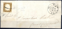 Cover 1862, Lettera Da Galeata Il 27.4 Per Rocca S. Casciano Affrancata Con 10 C. Bruno Olivastro IV Di Sardegna Annulla - Sardegna