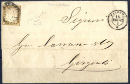 Cover 1862, Lettera Da Palermo (due Timbri Differenti) Il 18.2 Per Girgenti, Palermo Partenza Su 10 C. Bruno Olivastro I - Sardegna