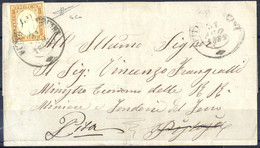 Cover 1862, Lettera Da Fitto Di Cecina Il 31.8 Per Pistoja Affrancata Con 10 C. Bruno Chiaro IV Di Sardegna, Firmata Sor - Sardegna