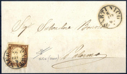 Cover 1862, Lettera Da Partinico Il 6.10 Per Palermo Affrancata Con 10 C. Bruno Rossastro (scuro) IV Di Sardegna, Firmat - Sardinia