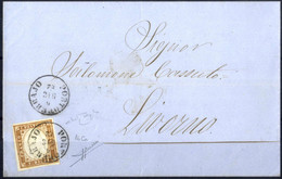 Cover 1862, Lettera Da Portoferrajo Il 6.12 Per Livorno Affrancata Con 10 C. Bruno Rossastro IV Di Sardegna, Firmata Sor - Sardegna