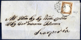 Cover 1862, Lettera Da Firenze Il 19.7 Per Scarperia Affrancata Con 10 C. Bruno IV Di Sardegna, Firmata Oliva, Sass. 14  - Sardinia