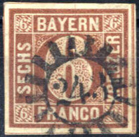 O 1849, 6 Kr Dunkelbraunorange Platte 1 Mit Geschlossenem Mühlradstempel 243 (Nürnberg), Breitrandig Geschnitten, Tiefst - Other & Unclassified