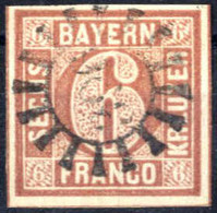 O 1849, 6 Kr Dunkelbraunorange Platte 1 Mit Geschlossenem Mühlradstempel 396 (Würzburg), Voll-breitrandig Geschnitten, A - Other & Unclassified