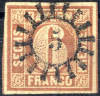 O 1849, 6 Kr Dunkelbraunorange Platte 1 Mit Geschlossenem Mühlradstempel 5 (Alsenz), Breitrandig Geschnitten, Signiert A - Other & Unclassified