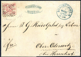 Cover 1863, Prachtvoller Brief Vom 9.3.1863 Von Braunschweig Nach Ober-Oderwitz Bei Herrnhut, Frankiert Mit Einer Breit  - Brunswick