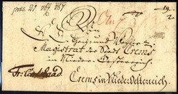 Cover 1787, Brief Aus Schwarzenberg Im Chursächsischen Erzgebirge Am 14.8. über "Fr:Carlsbaad" Nach Crems In NiederOeste - Saxony